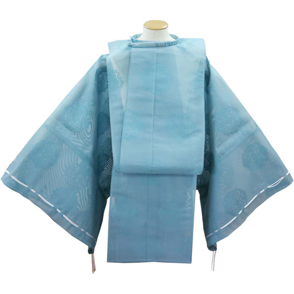 夏用狩衣 テトロン紗 唐花紋 水色 画像1