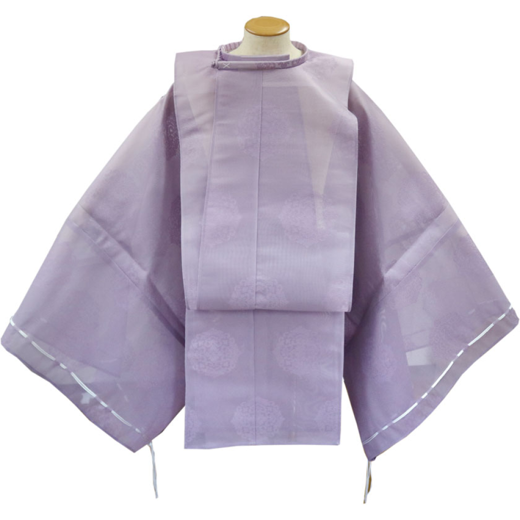 夏用狩衣 テトロン紗 唐花紋 紫色 画像1