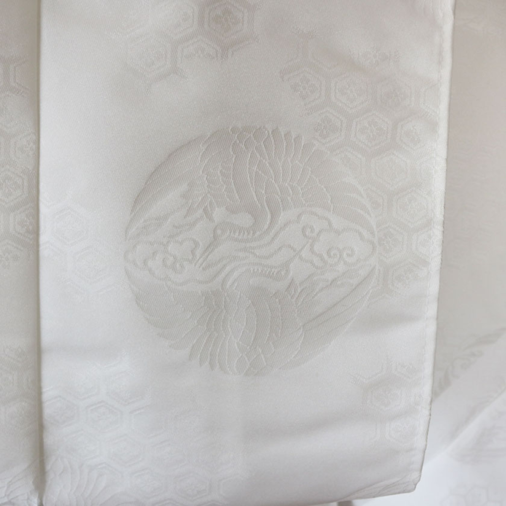狩衣 テトロン無双織 雲鶴 破れ亀甲 白色 画像3