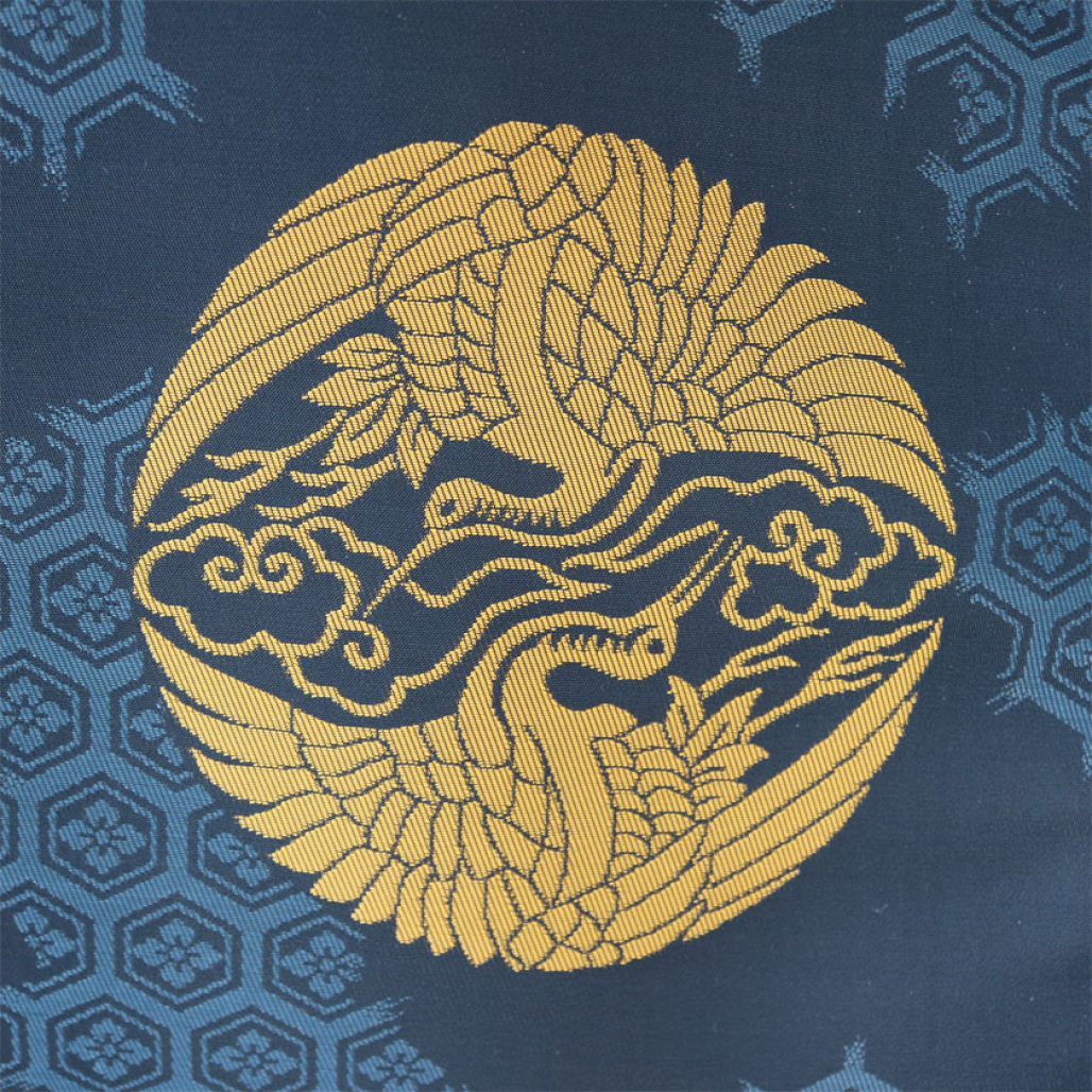 狩衣 テトロン無双織 雲鶴 破れ亀甲 紺色 画像3